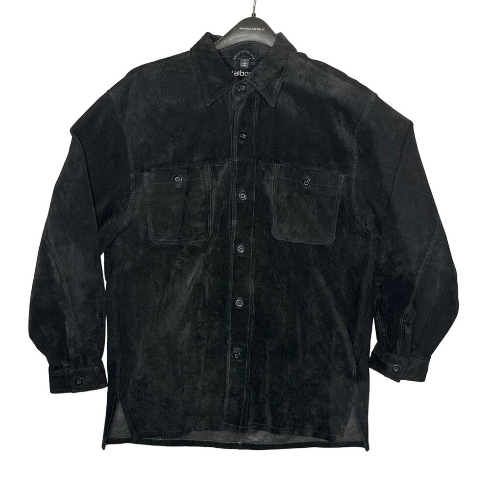 Vintage Y2K Claiborne Men’s Suede Leather black shirt jacket size large